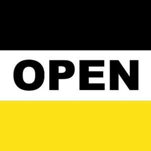 3' x 5' Black and Gold Open Flag