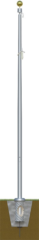 Aluminum Flagpole with Internal Cable and Winch