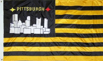 3' x 5' Black and Gold Striped Pittsburgh Flag - EMBROIDERED